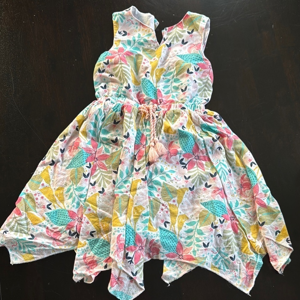 Tommy Bahama Asymmetrical Ruched Pink and Blue Sundress